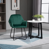 HOMCOM Velvet-Feel Accent Chair with Metal Base, Green