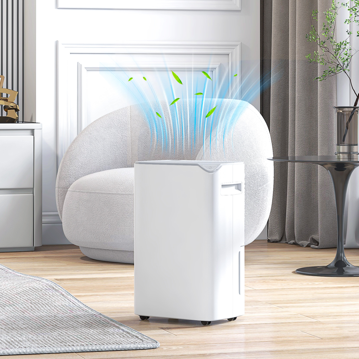 HOMCOM 20L/Day Compact Dehumidifier with 24H Timer – Space-Saving Damp Control for Home & Laundry
