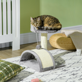 PawHut Cat Tree Kitten Activity Centre with Sisal Scratching Post, Paper Tube & Toy Ball – Beige and Grey