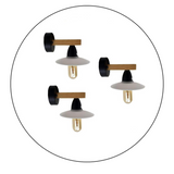 LEDSone 3 Pack Modern Wood and PVC Wall Lights with Filament Bulbs – Vintage Surface-Mounted Wall Lamps