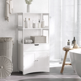 kleankin Bathroom Floor Storage Cabinet with Drawer, Shelves & Cupboard – Freestanding Storage