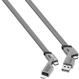 WYEFLUX 4-in-1 Fast Charging & Data Cable, 1.2m – USB-C and USB-A to USB-C or 8-Pin, Black