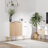 Scandinavian-Style Storage Cabinet Sideboard with Drawer and Four Doors – Bedroom, Living Room, Home Office