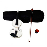 4/4 Full Size Acoustic Violin Set with Case, Bow & Rosin – Basswood Violin Outfit for Adult Learners, White