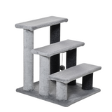 Compact Cat Tree with Step Platform, Scratching Posts and Hanging Ball – Easy-Access Cat Climber, Light Grey