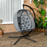 Outsunny Hanging Swing Chair with Thick Cushion, Steel Frame & Breathable Mesh – Patio Chair, Dark Grey