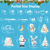 Nepfaivy Reusable Christmas Window Stickers, 190 Pcs – Double-Sided Static Window Clings, Snowflake & Reindeer