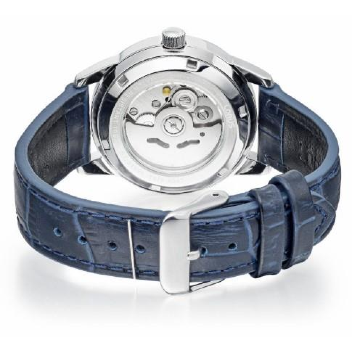 Lorus Automatic Day-Date Watch – Silver Sunray Dial, Blue Leather Strap