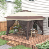 Outsunny Folding Canopy Tent with 3-Level Adjustable Height, Mesh Side Walls & Roller Bag – Portable Shelter