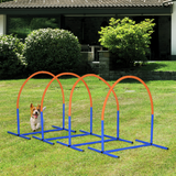 PawHut Dog Agility Training Set with 4 Bows, Ground Nails and Carry Bag – Blue and Orange