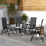 Outsunny 4-Pack Outdoor Rattan Folding Chairs with 7-Position Adjustable Backrest – Steel Frame Garden Seating, Grey/Black