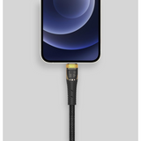 WYEFLOW 27W Gold-Tip Braided USB-C to 8-Pin Fast Charge and Sync Cable, 1m – Black