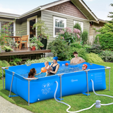 Outsunny Steel Frame Swimming Pool with Filter Pump, 315 x 225 x 75cm – Garden Family Pool, Blue