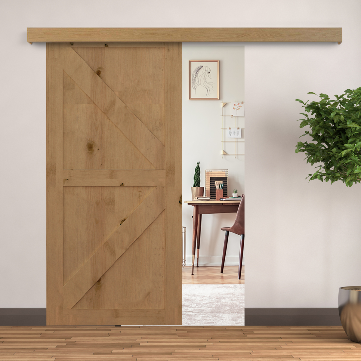 HOMCOM Rustic Sliding Barn Door Hardware Kit, 6.5ft (2000mm) Track – Space-Saving Hardware for Single Door
