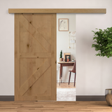 HOMCOM Rustic Sliding Barn Door Hardware Kit, 6.5ft (2000mm) Track – Space-Saving Hardware for Single Door