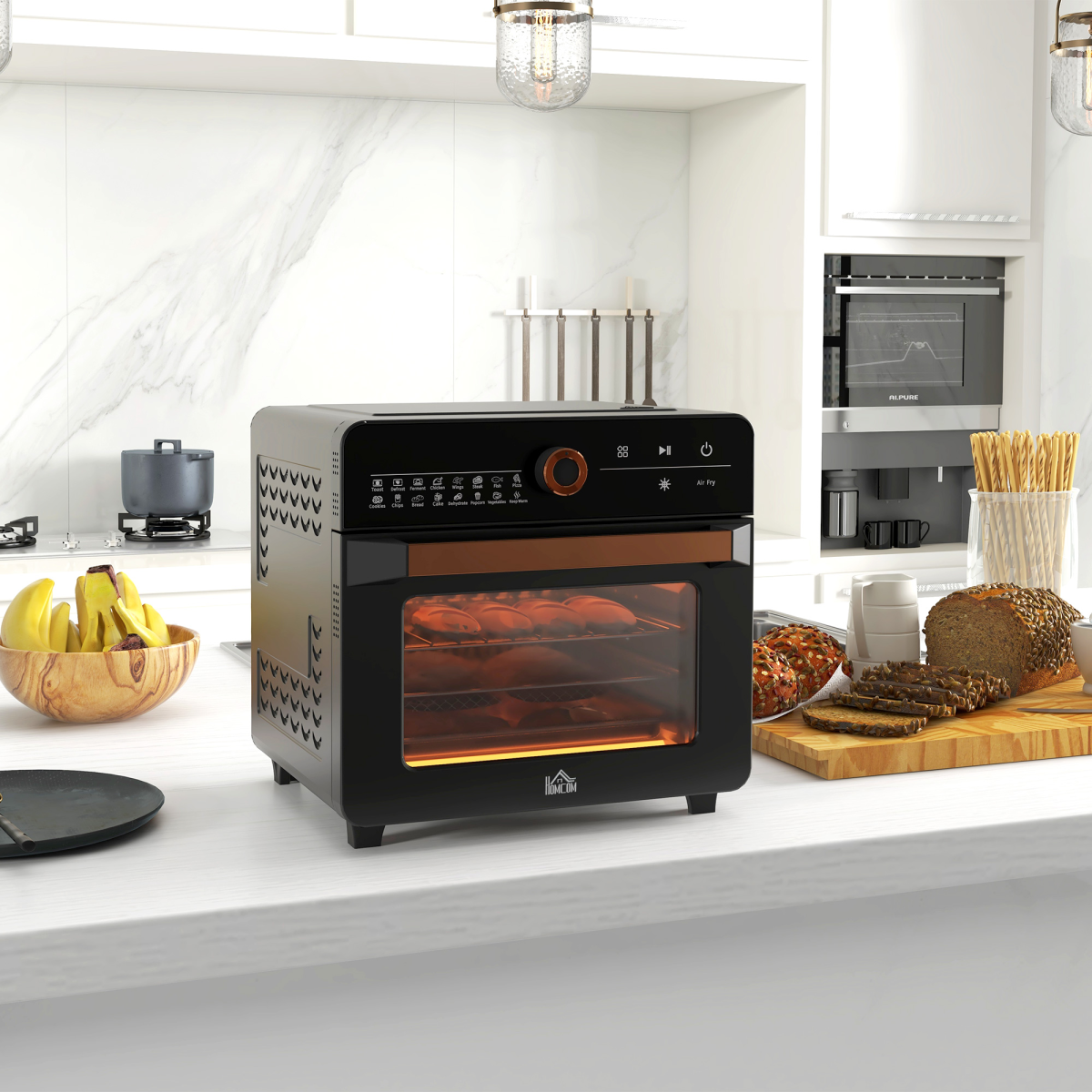 HOMCOM 20L Air Fryer Oven with 17 Presets, 1400W – Countertop Mini Oven with Rapid Air Circulation, Black
