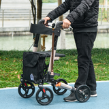 HOMCOM 4-Wheel Rollator Walker with Seat, Backrest & Bag – Height Adjustable Walking Aid, Gold Tone