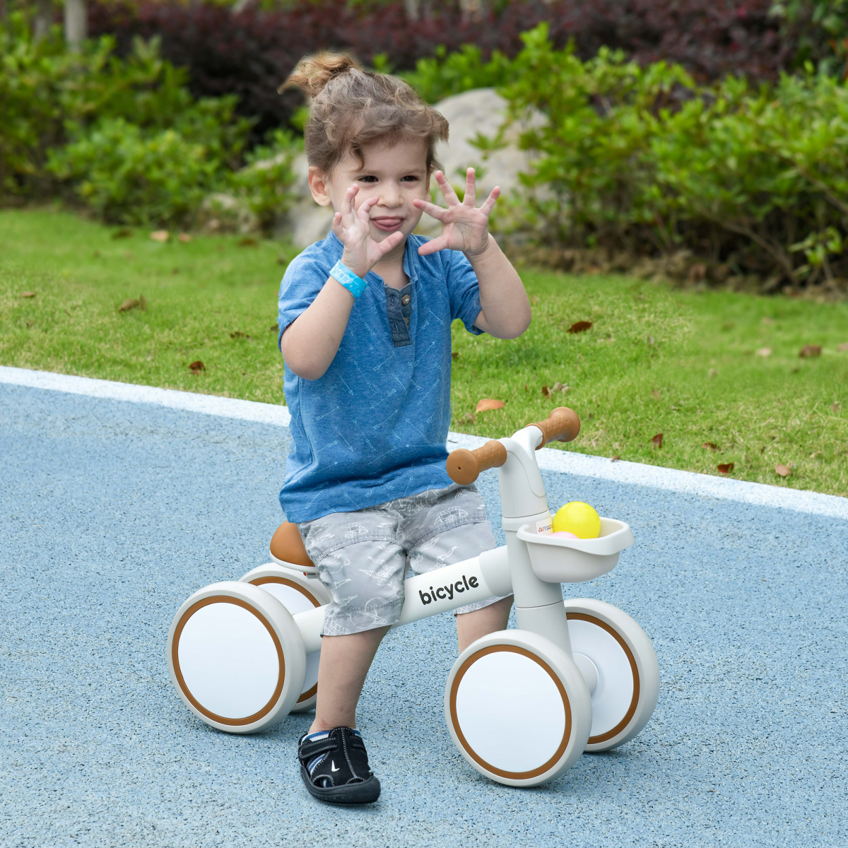 AIYAPLAY Kids Balance Bike for 1-3 Years with Adjustable Seat and Silent Tyres – Aluminium Alloy Frame, Brown