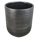 Coya Silver Ridged Large Composite Plant Pot – Garden Planter, 39cm x 33cm