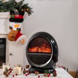 HOMCOM Freestanding Electric Fireplace Heater, 1500W with Rotatable Head, Flame Effect & Overheat Protection