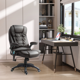 Executive Heated Massage Office Chair with 6-Point Vibration & 135° Recline – Brown Faux Leather