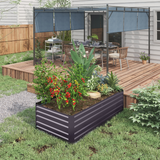 Outsunny Galvanised Steel Raised Garden Bed with Reinforced Rods – 180 x 90 cm Planter, Dark Grey