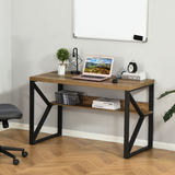 K-Leg Computer Writing Desk with Storage Shelf – Wood-Effect Home Office Desk, 120cm