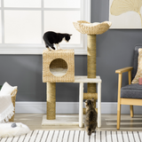 PAWHUT Cat Tree with House, Bed, Ladder and Scratching Posts – Plush Kitten Tower, 100.5cm