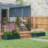 Outsunny Set of 2 Galvanised Steel Raised Garden Beds, Outdoor Planter Boxes – Open Bottom, Green