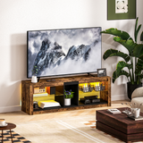 HOMCOM TV Stand with LED Lights & Remote Control – Entertainment Centre for TVs up to 65 Inch, Rustic Brown