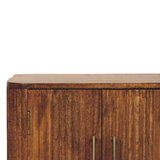 Artisan Furniture Solid Wood Solis Fluted Mini Sideboard with 2 Soft-Close Doors – Amber Oak, Beige