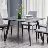 Modern Rectangular Dining Table with Powder-Coated Metal Legs & Adjustable Feet – Seats Four, Dark Grey