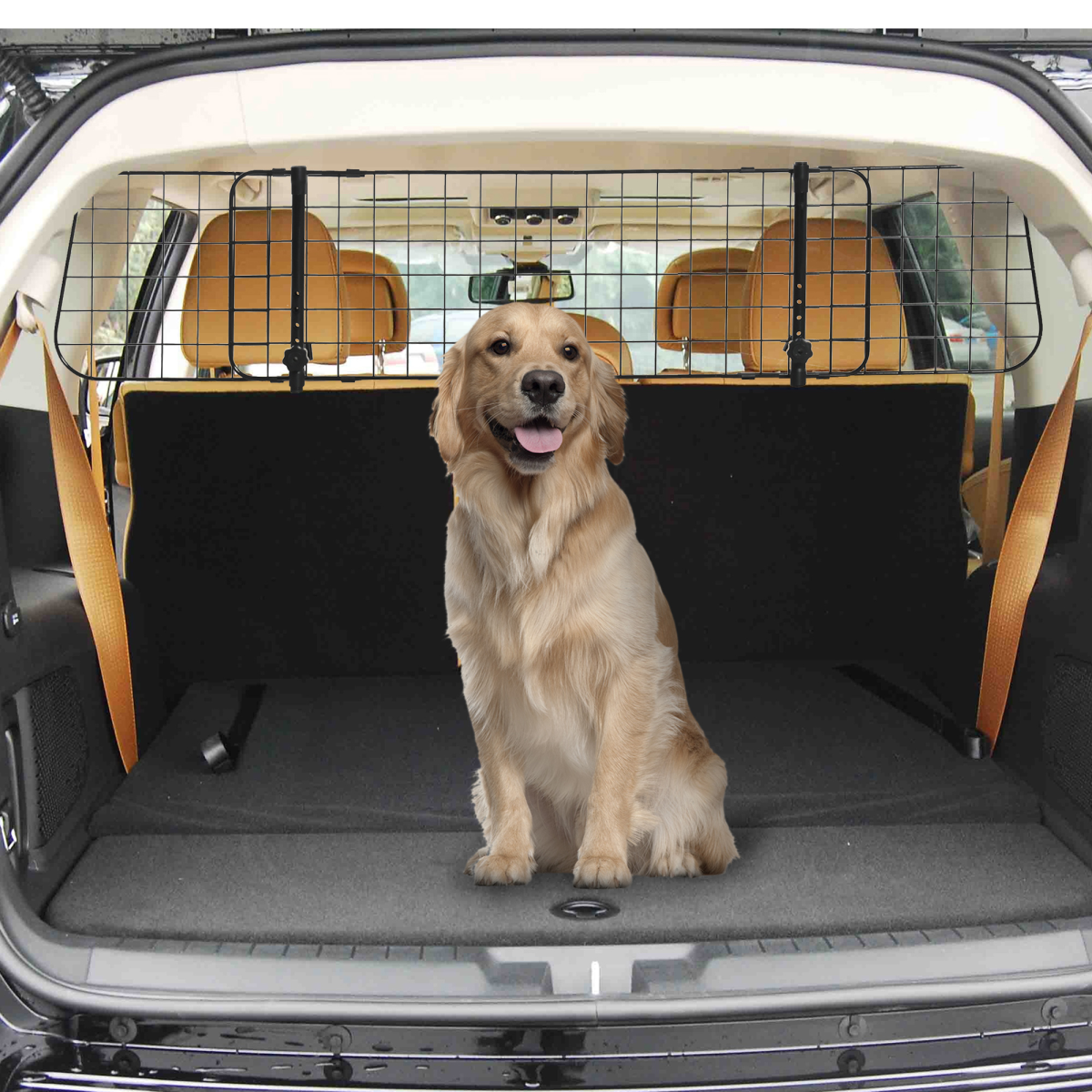 PawHut Heavy Duty Adjustable Dog Car Barrier, 91–152cm – Ventilated Wire Pet Guard for Cars & SUVs, Black