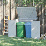 Outsunny 2-Bin Steel Rubbish Storage Shed with Double Locking Doors & Lift-Up Lid – Outdoor Wheelie Bin Store