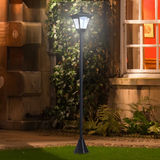 Solar Garden Post Lamp – Dimmable LED Bollard, 1.2m, Black