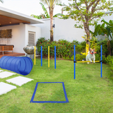 Pawhut Dog Agility Training Set with Poles, Adjustable Hurdle & Tunnel – Pet Play, Run & Jump Equipment