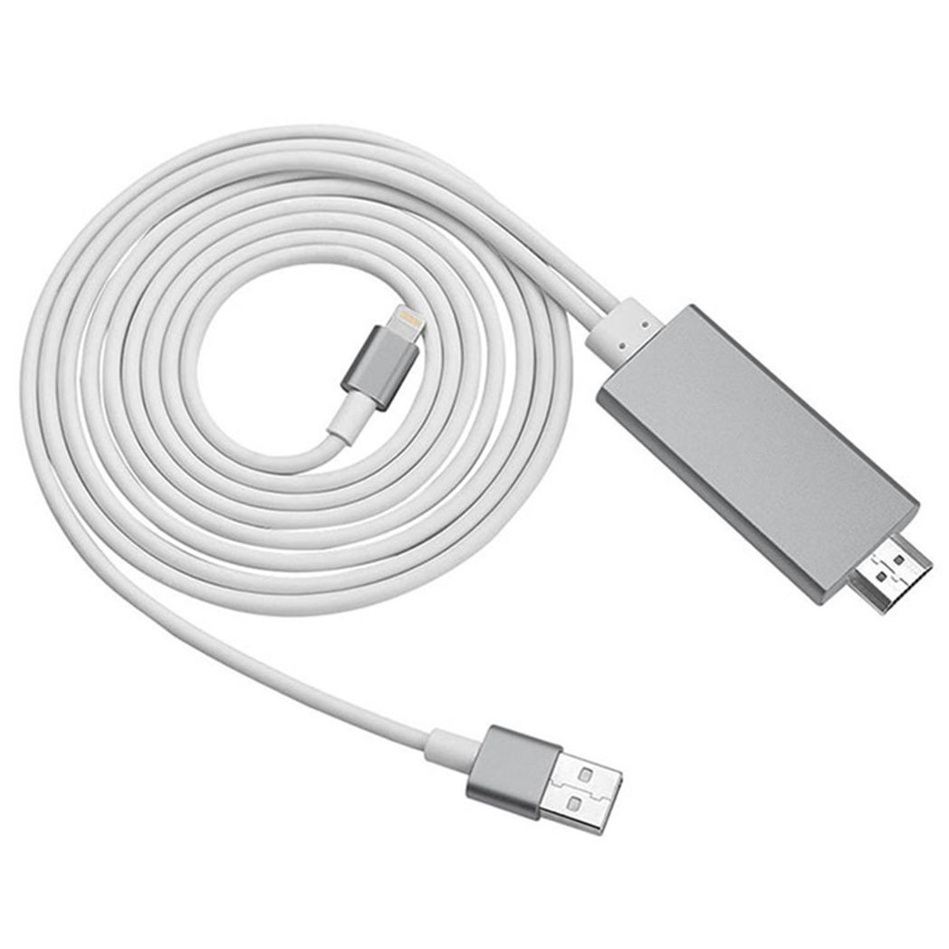 Aquarius Full HD HDMI Adapter Cable for 8-Pin Phone & Pad – 1080p TV Mirroring, Space Grey