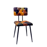 AcaciaHome Retro Patchwork Leather Dining Chair with Metal Legs – Mid-Century Style Accent Chair