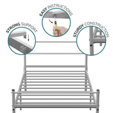 House of Home Extra Strong Silver Metal Single Bed Frame with Centre Support Legs