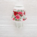Ceramic Plug-In LED Night Light with Colourful Floral Design – Decorative Bedroom and Hallway Light, Pink