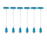 LEDSONE 6 Pack Industrial Blue Pendant Light Fitting with E27 Lampshade Holder and 95cm Adjustable Cable