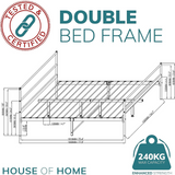 Extra Strong Double Metal Bed Frame – Heavy-Gauge Steel Construction, Classic Design, Black