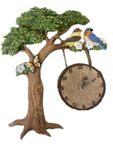 Avilo Oak Tree Clock with Bird – Rustic Wall Clock for Home Decor