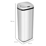 HOMCOM 50L Motion Sensor Kitchen Bin with Touch-Free Lid – Lightweight ABS Waste Bin, Silver & Black