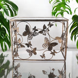 AcaciaHome Gold Butterfly Console Table with Glass Top – Art Deco Metal Sideboard for Living Room or Hallway