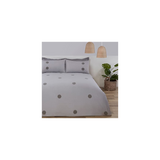 Sleepdown Embroidered Tufted Circles Double Duvet Cover Set with 2 Pillowcases – Modern Bedding, Grey