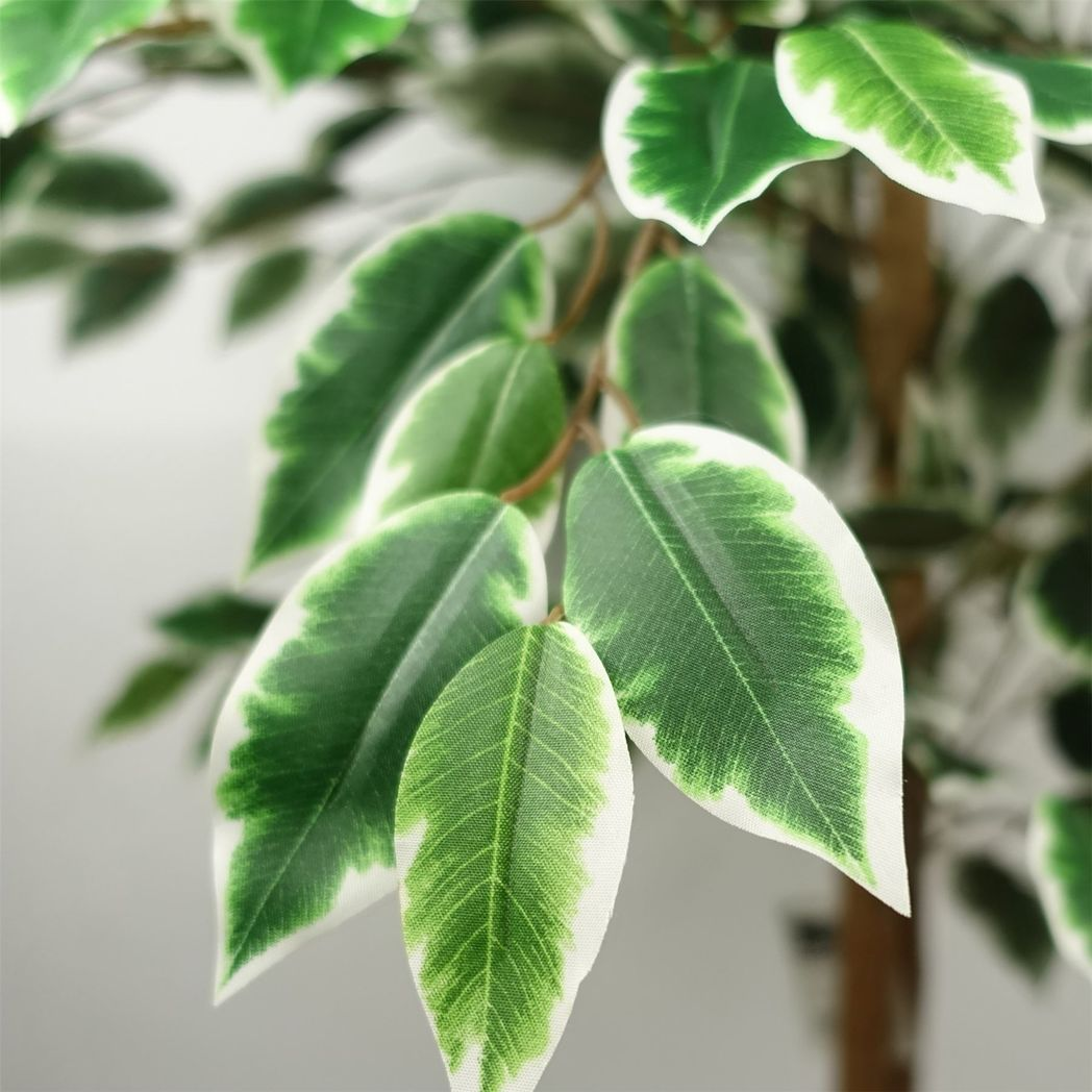 Leaf 150cm Artificial Silk Ficus Tree with 1008 Leaves – Weighted Black Pot, Low-Maintenance Plant