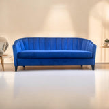 AcaciaHome 3-Seater Velvet Tub Sofa with Drop Arms and Medium-Firm Foam – Living Room Seating, Blue Velvet