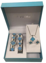 Paul Salatini Ladies Bling Watch Gift Set – Blue Dial, Silver Bracelet
