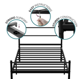 Extra Strong Single Metal Bed Frame with Heavy-Gauge Steel Construction – Kids and Guest Rooms, Black
